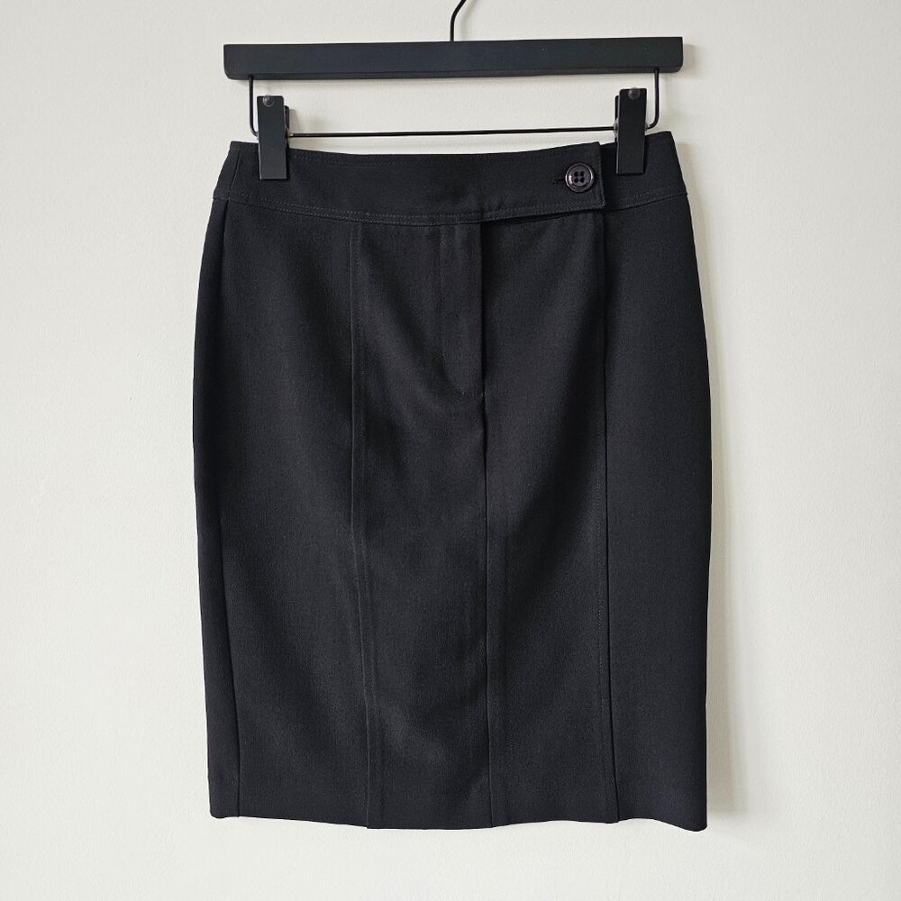 NWOT RK Black Polyester Zipper Front Pencil Skirt 0